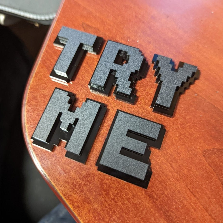 Custom Text Badge - Type Your Own - 'Gamer' Font - Double Layer - Atomic Car Concepts