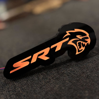 SRT® Hellcat® LED Illuminated Badge - RGB - Grille or Body Mount - Officially Licensed Product - Dark LED Diffusing