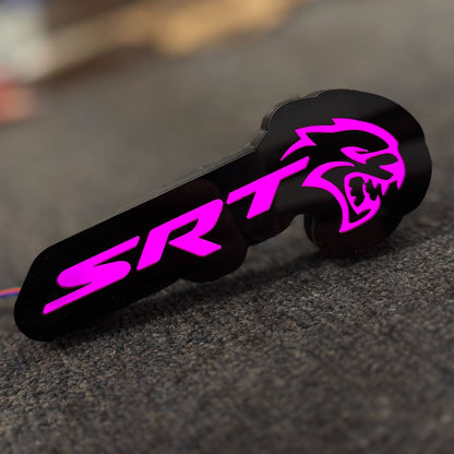 SRT® Hellcat® LED Illuminated Badge - RGB - Grille or Body Mount - Officially Licensed Product - Dark LED Diffusing