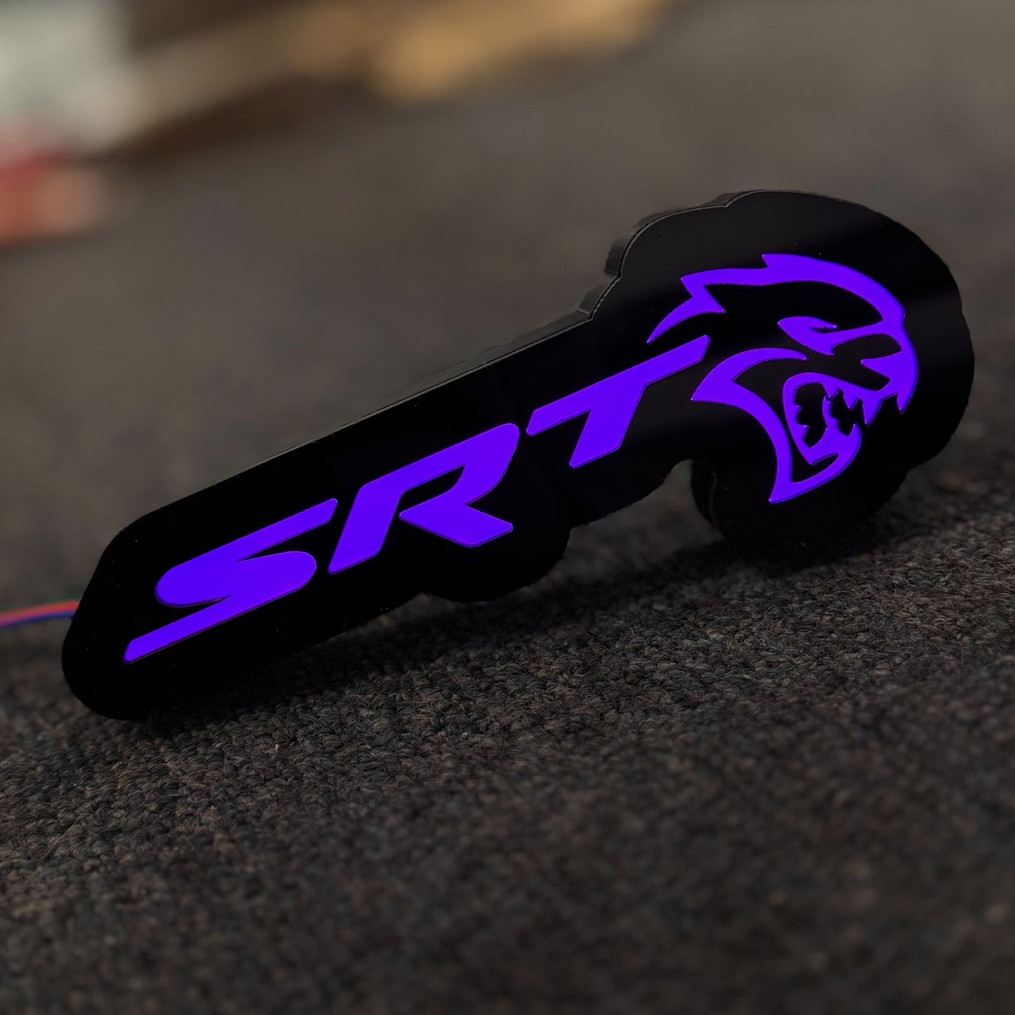 SRT® Hellcat® LED Illuminated Badge - RGB - Grille or Body Mount - Officially Licensed Product - Dark LED Diffusing