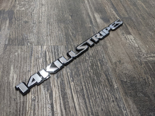 14 Killstripes Car Badge - Brushed Silver On Gloss Black - OEM Font - Atomic Car Concepts