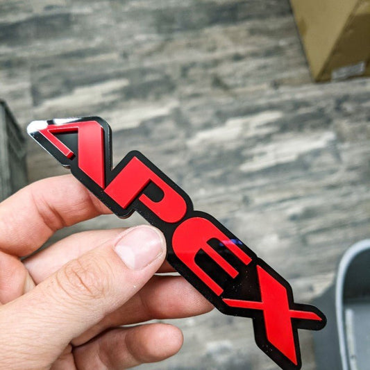 Apex Car Badge - Red on Gloss Black - OEM Font - 3M-Tape - Atomic Car Concepts