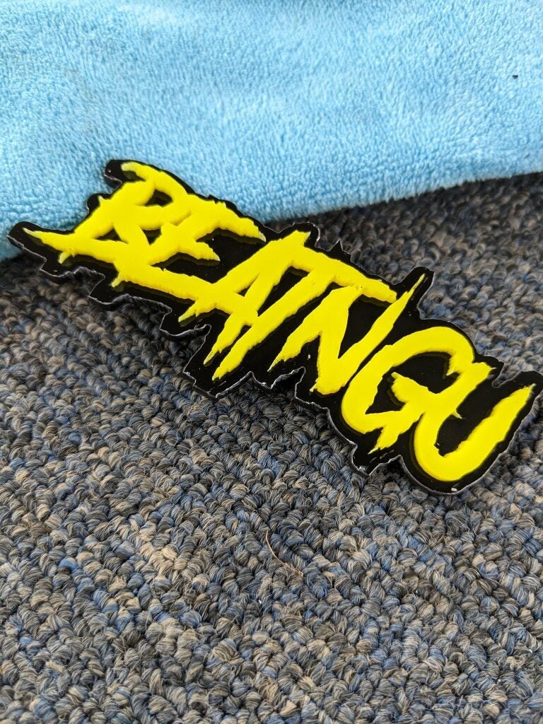 Beatngu Car Badge - Yellow On Gloss Black - Aggressive Font - Atomic Car Concepts