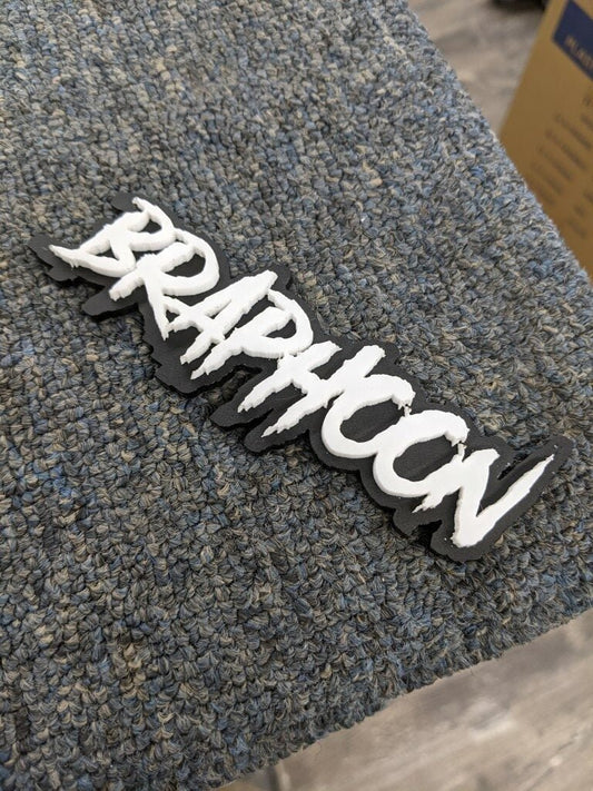 Braphoon Car Badge - White On Matte Black - Aggressive Font