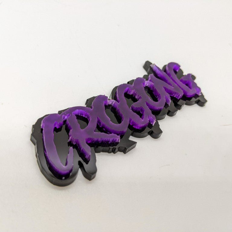 Crogong Car Badge - Purple On Gloss Black - Aggressive Font - Atomic Car Concepts