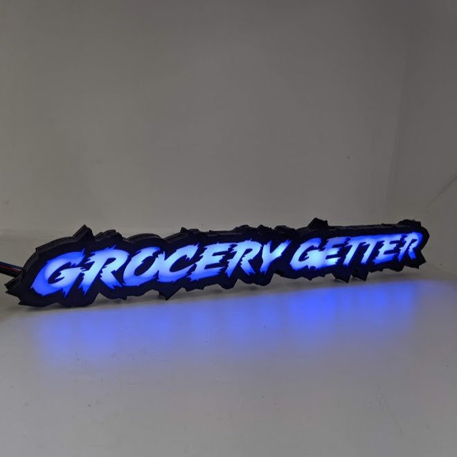 Custom LED Badge - Lightning Font - RGB - Premium Contoured Outline - Atomic Car Concepts