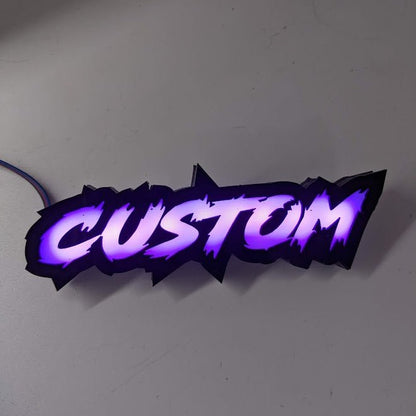 Custom LED Badge - Lightning Font - RGB - Premium Contoured Outline - Atomic Car Concepts