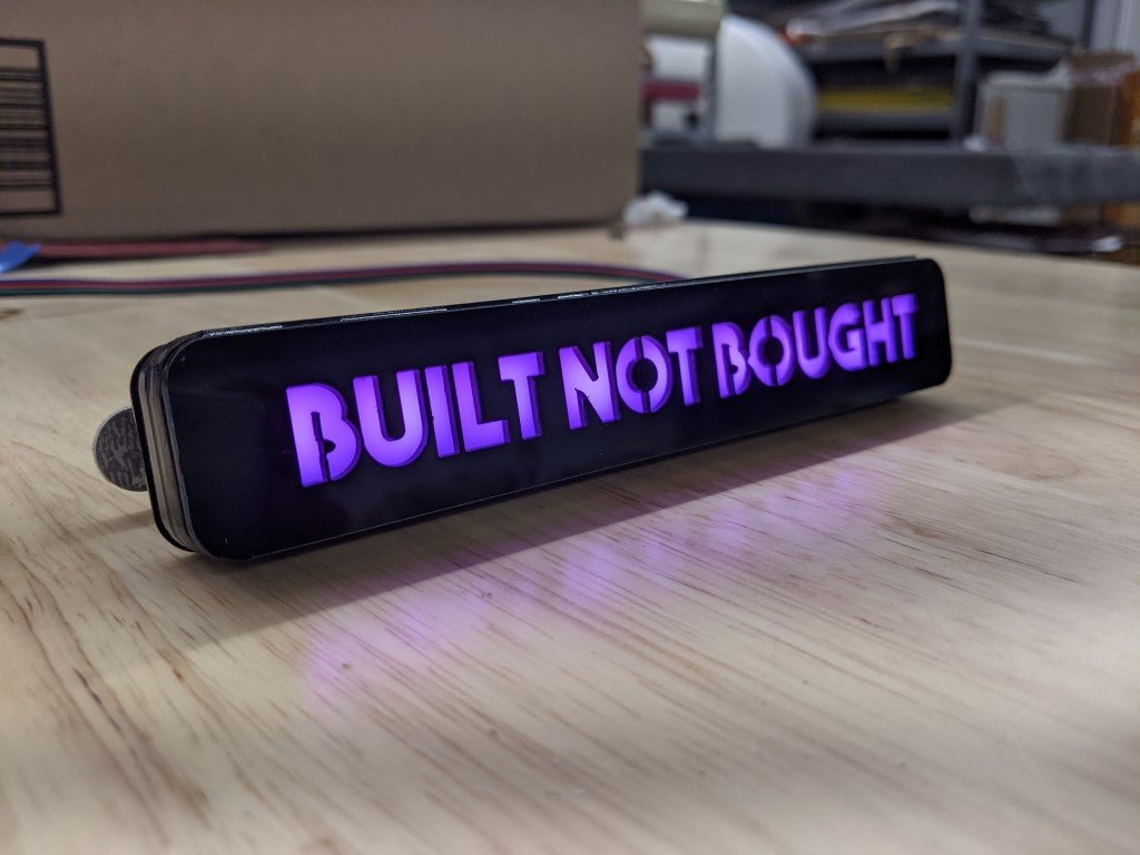 Custom LED Grille Badge - Block Font - 1.12" X 6.5: - Atomic Car Concepts