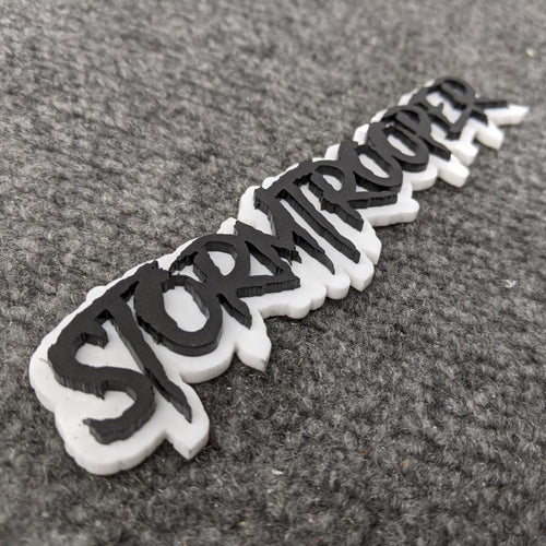 Custom Text Badge - Type Your Own - Aggressive Font - Double Layer - Atomic Car Concepts