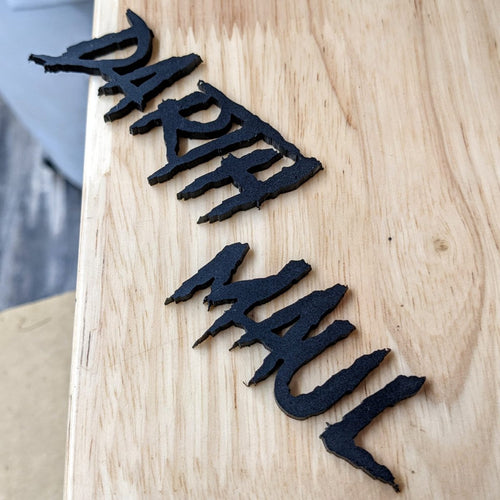 Custom Text Badge - Type Your Own - Aggressive Font Single Layer - Tape Mount - Atomic Car Concepts