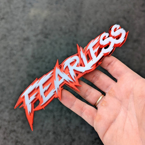 Custom Text Badge - Type Your Own - 'Electric' Font - Double Layer - Atomic Car Concepts