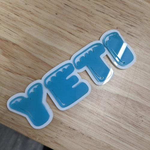 Custom Text Badge – Type Your Own – Ice Font - Custom Mount - Double Layer - Atomic Car Concepts