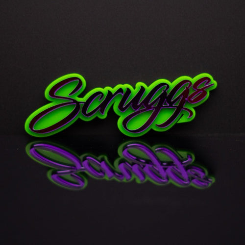 Custom Text Badge - Type Your Own - Script Font - Double Layer - Atomic Car Concepts