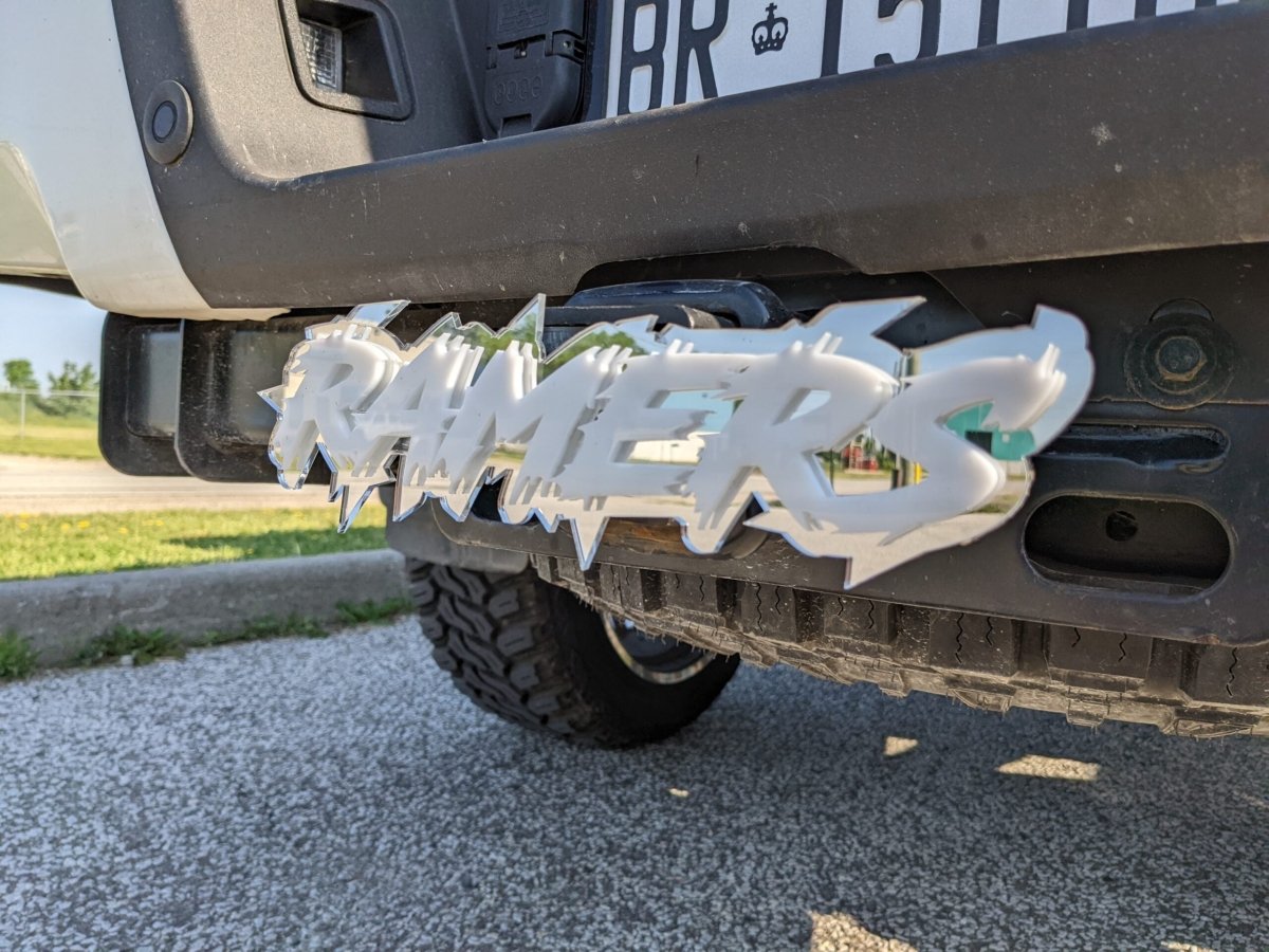 Custom Text Hitch Cover - Lightning Font - Type Your Own - Atomic Car Concepts