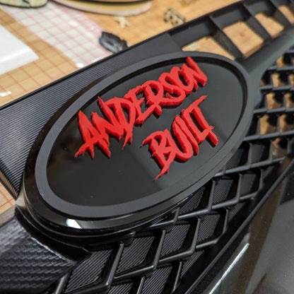 Custom Text Oval Emblem - Fits 2015-2019 Subaru® WRX Grille - Aggressive Font - Atomic Car Concepts