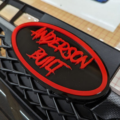 Custom Text Oval Emblem - Fits 2015-2019 Subaru® WRX Grille - Aggressive Font - Atomic Car Concepts