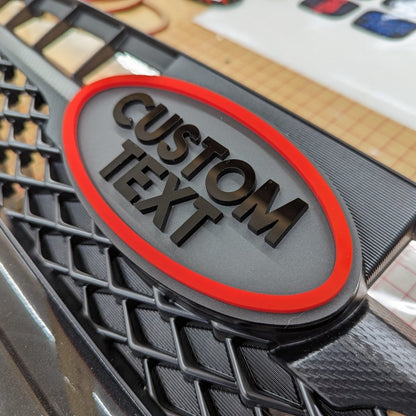 Custom Text Oval Emblem - Fits 2015-2019 Subaru® WRX Grille - Block Font - Atomic Car Concepts