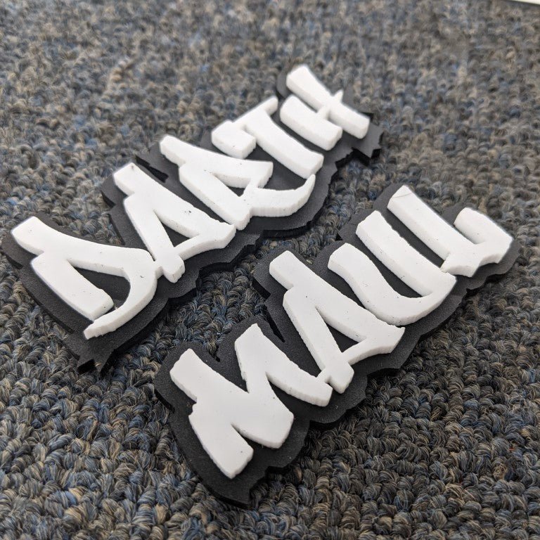 Darth Maul Car Badge - White On Matte Black - Graffiti Font