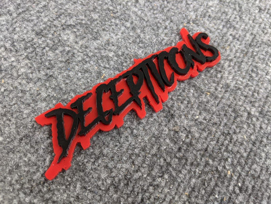 Decepticons Car Badge - Gloss Black on Red - Aggressive Font