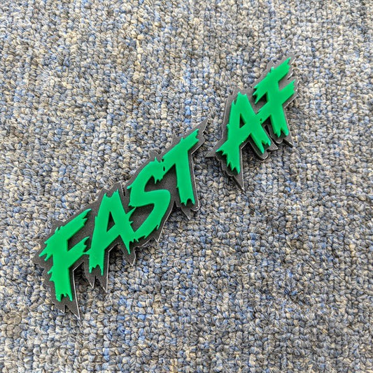 Fast AF Car Badge - Green On Matte Black - Lightning Font - Atomic Car Concepts