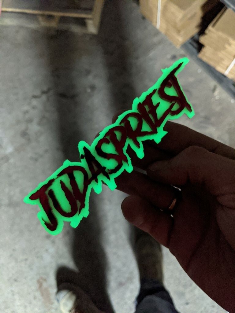 Judaspriest Car Badge - Glow In The Dark - Aggressive Font - Atomic Car Concepts