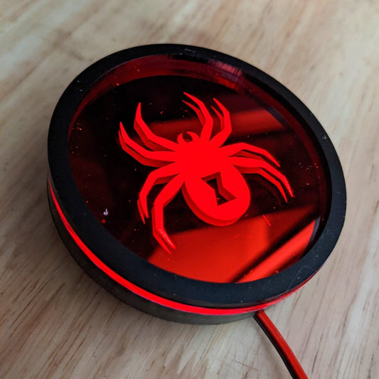 LED Cupholder Bottom - Black Widow - Mirror Red - Atomic Car Concepts