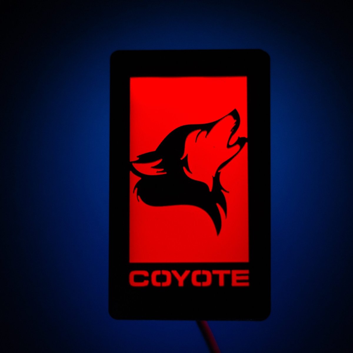 LED Light Up Coyote Custom Text Badge - Fits Mustang® Grille or Trunk - Atomic Car Concepts