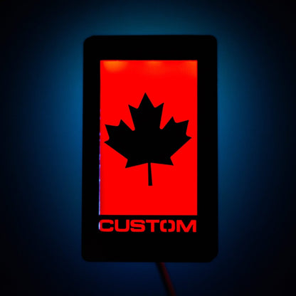 LED Light Up Maple Leaf Custom Text Badge - Fits Mustang® Grille or Trunk - Atomic Car Concepts