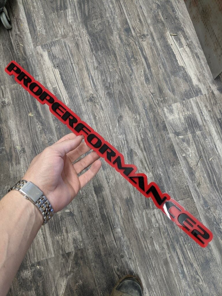 ProPerformance2 Car Badge - Gloss Black on Red - OEM Font - Atomic Car Concepts