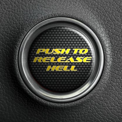 Push to Release Hell Start Button - Yellow - OEM Font - Atomic Car Concepts