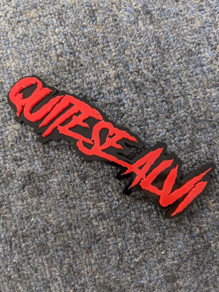 Quitese_Alvi Car Badge - Red on Gloss Black - Aggressive Font - Atomic Car Concepts