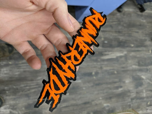 Runnerhyde Car Badge - Orange On Gloss Black - Aggressive Font - Atomic Car Concepts