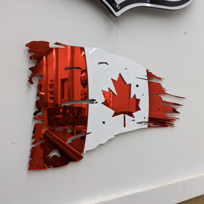 Tattered Canadian Flag - Mirror Red and White - Atomic Car Concepts