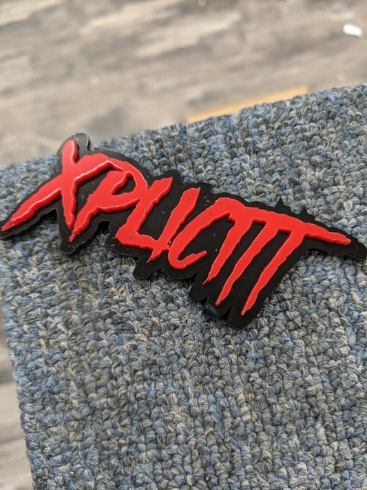 Xplicitt Car Badge - Red On Gloss Black - Aggressive Font - Atomic Car Concepts