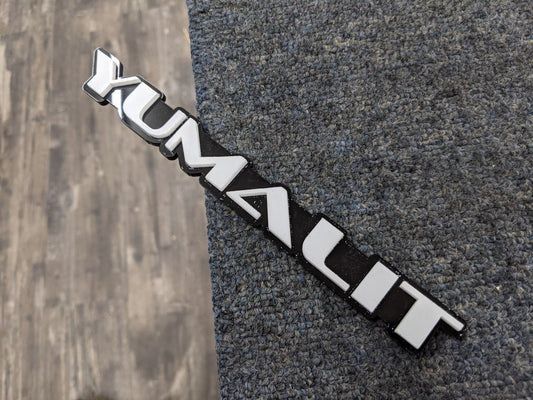 Yumalit Car Badge - White On Gloss Black - OEM Font - Atomic Car Concepts